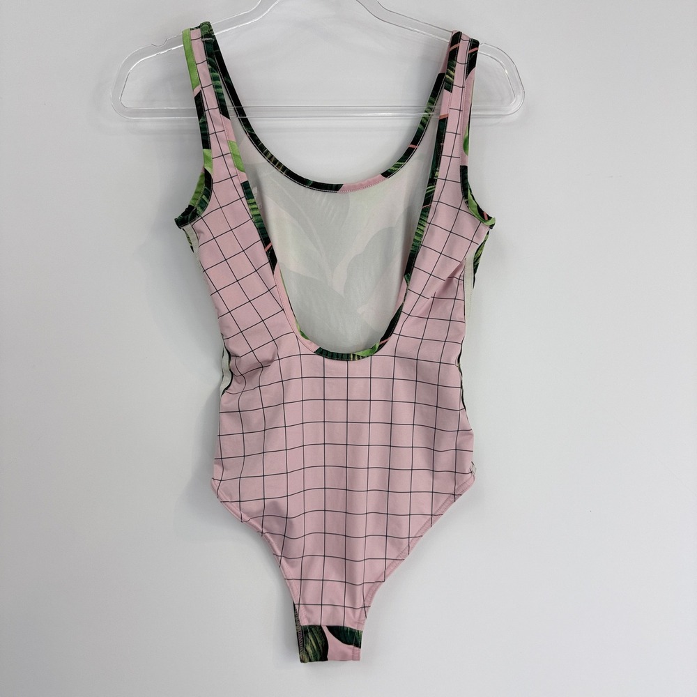 Adidas Originals Farm Rio Bodysuit Womens S Pink Green Tropical Leaf 3-Stripe - Picture 2 of 10